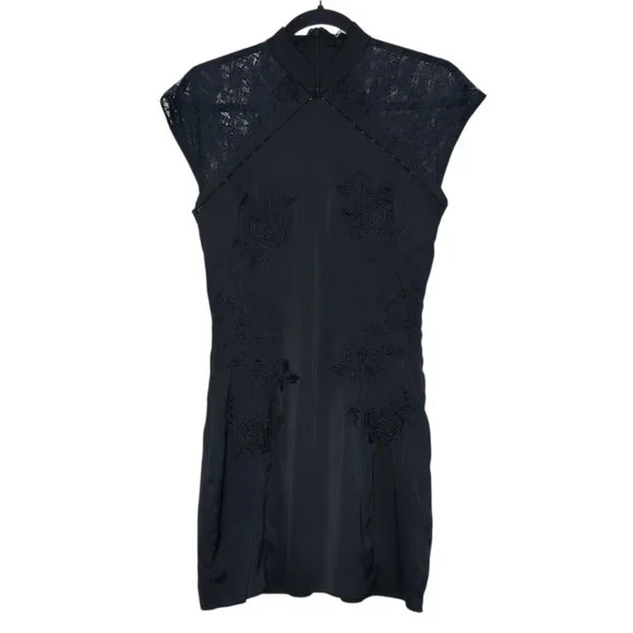 thea black embroidered mini dress THEA DRESS – AMRHEA main image 1
